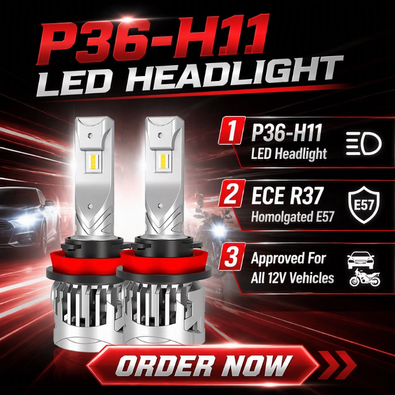 Luxfighter لامپ چراغ جلو LED P36 H11 دارای گواهی ECE R37 را راه اندازی کرد